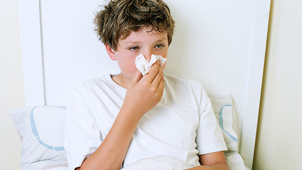Boy with flu