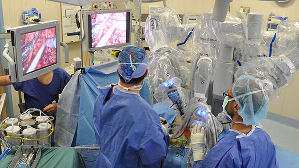 two surgeons doing robotic prostate surgery