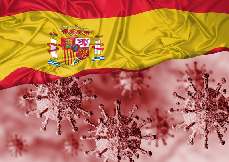 Coronavirus with Spanish flag