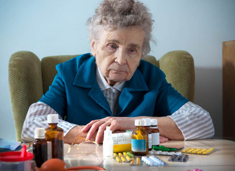 elderly patient with medicine.