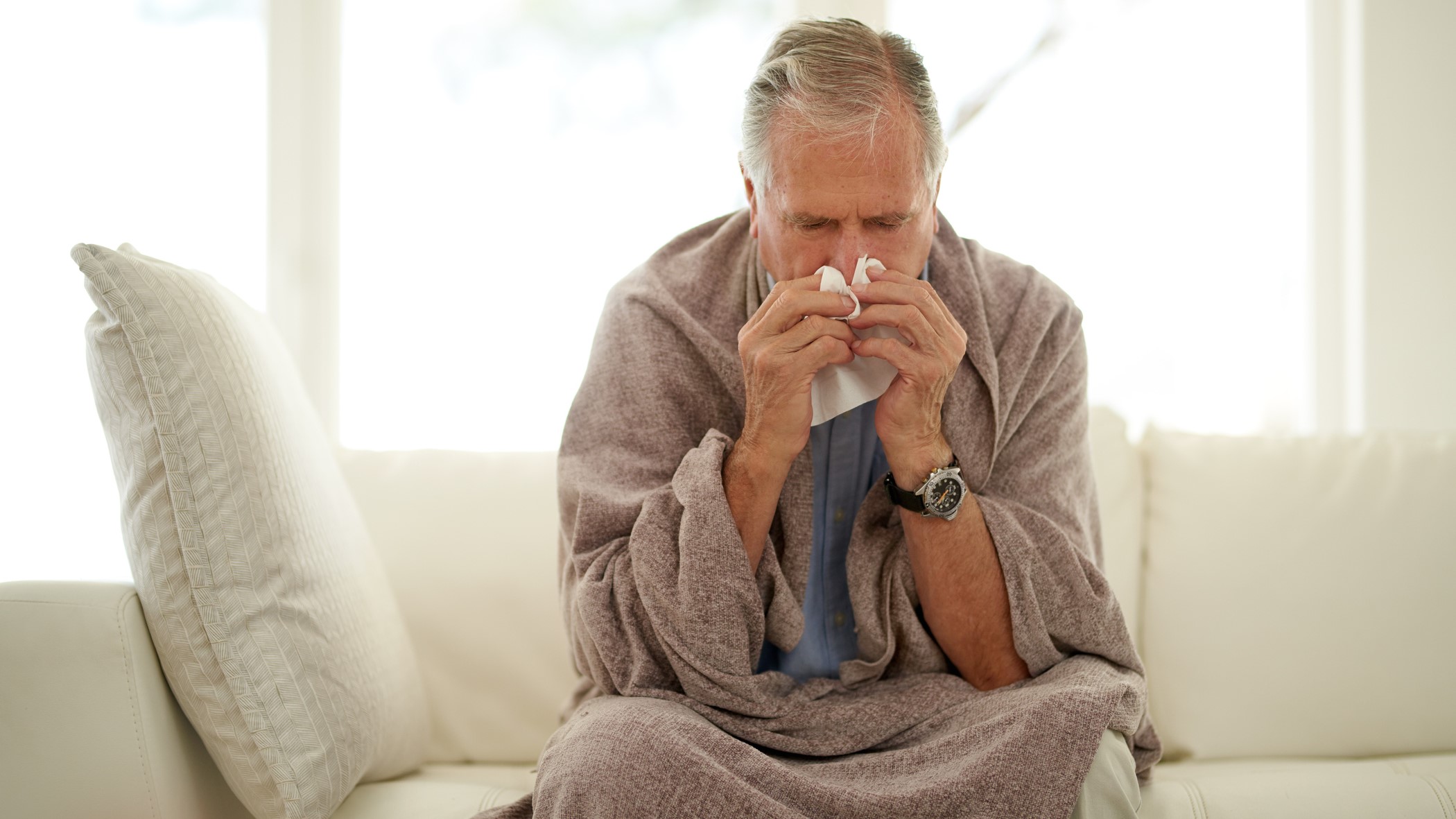 Older man with flu