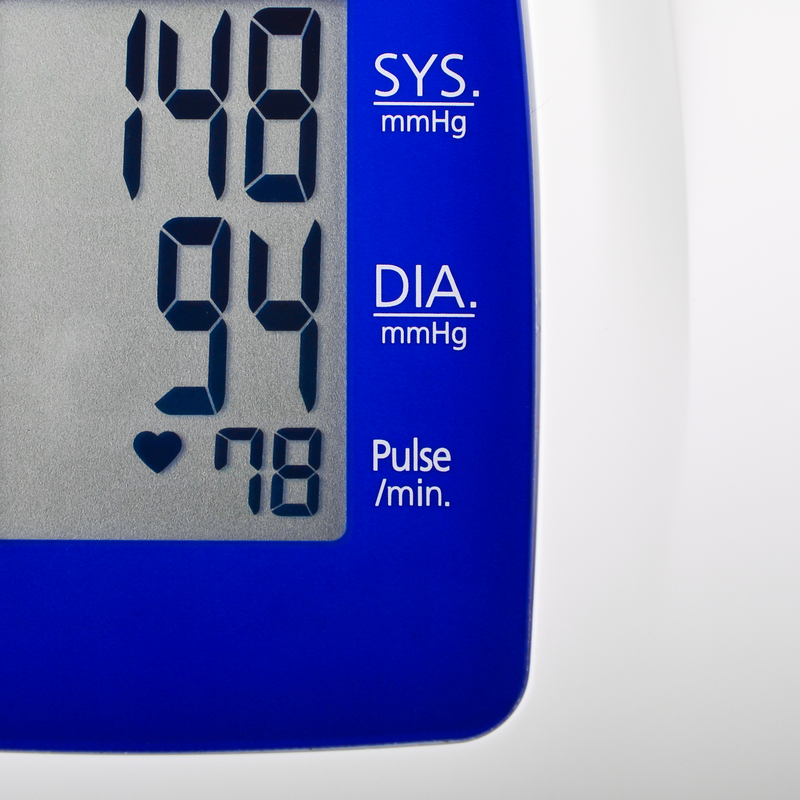 Blood pressure machine showing 148 over 94