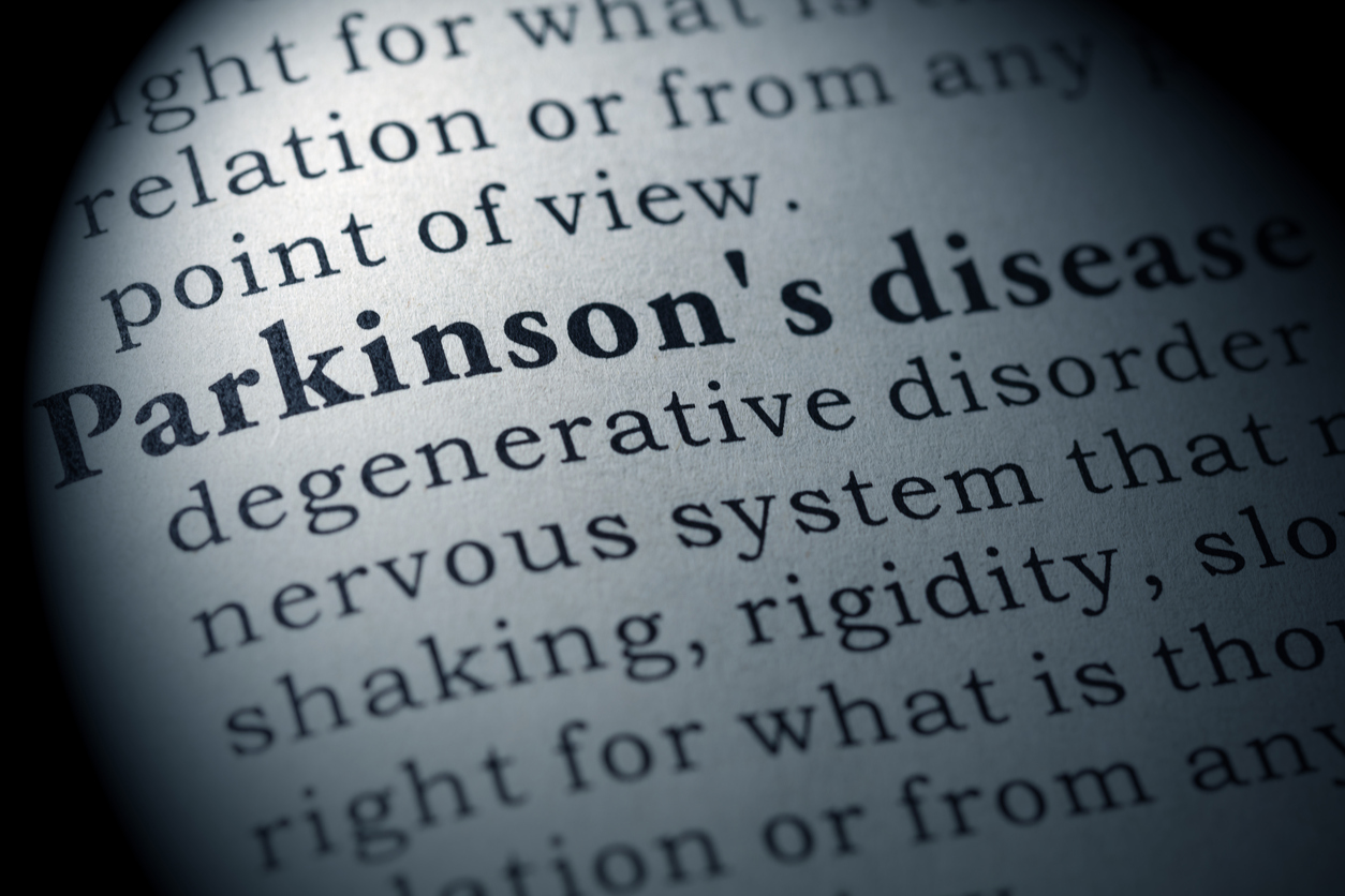 Newsprint with Parkinson's disease highlighted