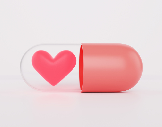 capsule containing a heart - polypill concept