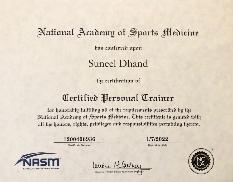 Sports certificate